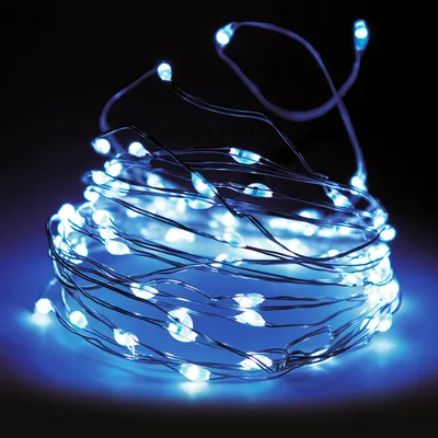 Zdjęcie produktu dla 40 led girlanda na baterie przewód srebrny światło białe zimne 2,05m