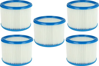 Produktbild von vhbw 5x Faltenfilter kompatibel mit Makita VC3011L, VC2512L, VC3012M, VC3511L, VC2012L, P-70219, VC2010L, VC2511, VC3012L Staubsauger - Patronenfilter Blau Weiß