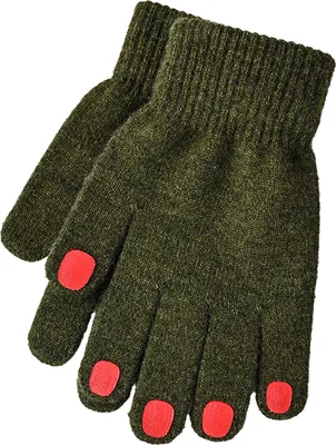 Produktbild von Damen-Strickhandschuhe, Winterhandschuhe mit roten Nägeln, dick gefüttert, warm, mit vollen Fingern – ideal für Alltag, Skifahren und Radfahren.