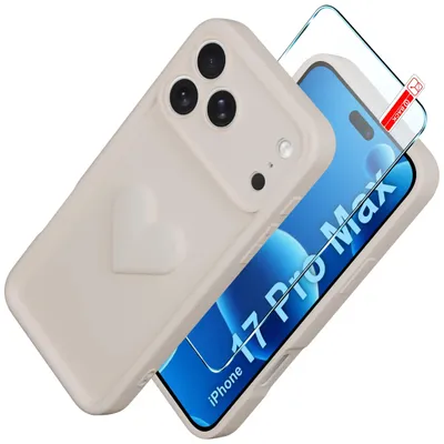 Zdjęcie produktu dla Etui do iPhone 17 Pro Max CASE silikonowe MATOWE serce + Szkło ochronne 9H