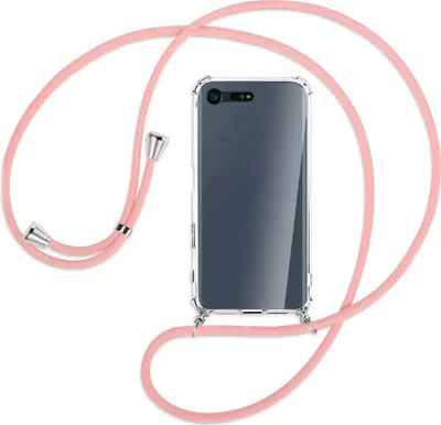 Produktbild von Handykette Backcover-Schutzhülle mit Band (Metall silberfarben) für Sony Xperia X Compact - rosa