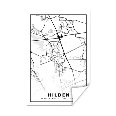 Produktbild von MuchoWow® Poster Karte - Hilden - Stadtplan 120x180 cm - Kunstposter