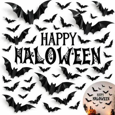 Image de Chauve-souris, décoration, Halloween, ornements, chauves-souris, autocollant mural