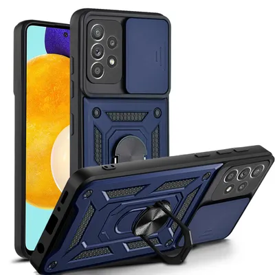 Produktbild von Outdoor Panzer Hülle für Samsung Galaxy A52 mit Kameraschutz Ringhalter Bumper Blau