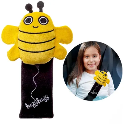 Immagine prodotto di Milk&Moo Buzzy Bee cuscinetto per cintura di sicurezza per bambini, cuscinetto per seggiolino, accessorio per cintura di sicurezza per bambini, 19x6,5 cm, Türkiye Made