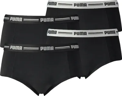 Produktbild von PUMA Damen Mini Shorts - Iconic, Soft Baumwolle Modal Stretch, 4er Pack Schwarz S