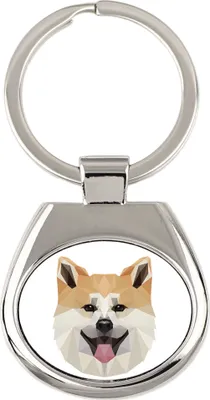 Obrázok produktu pre Akita, Akita Inu – geometrický prívesok na kľúče s fotografiou a nápisom Art-Dog