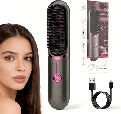 Immagine prodotto di Spazzola per capelli con 3 livelli di temperatura, piastre in Vetroceramica, fino a 160°C, ideale per capelli ricci e crespi
