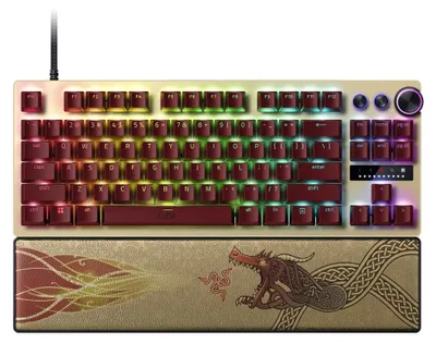 Produktbild von Razer Huntsman V3 Pro Tenkeyless, Kabelgebunden, USB, Optischer Schlüsselschalter, QWERTY, RGB-LED, Gold, Gelb