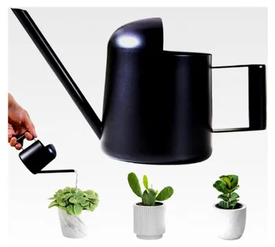 Produktbild von Gießkanne, 300ml für Zimmerpflanzen, Edelstahl mit langem Auslauf, Mini-Gießkanne für Innen, Büro, Haus, Garten, Balkon, Sukkulenten (Schwarz)