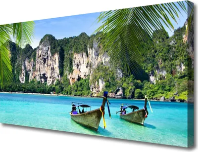 Produktbild von Tulup Leinwand-Bilder 100x50 Wandbild Canvas Kunstdruck Boote Meer Landschaft