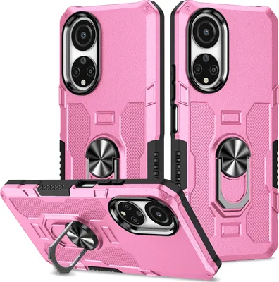 Image de Honor X7 Case, étui double couche durable avec support d'anneau et support pour Honor X7 Pink