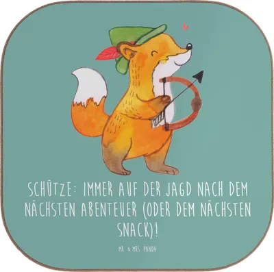 Produktbild von Mr. & Mrs. Panda Holzuntersetzer Abenteuer Schütze - Meeresbrise - Geschenk, Geschenke Sternzeichen, Tassenuntersetzer, Abenteuerlust, gläseruntersetzer, Neugierde