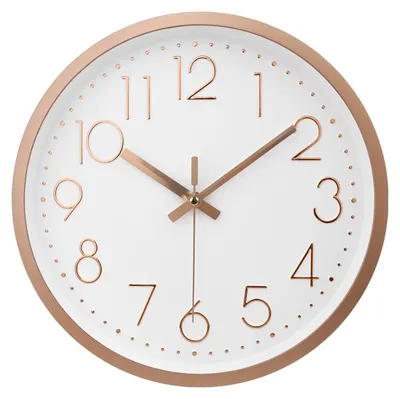 Image de IvoQ Horloge Murale Moderne Or Rose - Élégant - Design Épuré - Ø 30 cm