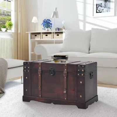 Produktbild von vidaXL Vintage truhlica na poklady z dreva 66 x 38 x 40 cm