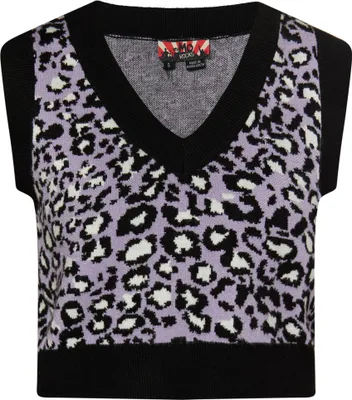 Produktbild von Lila Leo Jacquard Damen Weste S mit V-Ausschnitt, beschnitten, weich