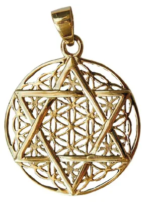 Produktbild von Anhänger "Blume des Lebens mit Hexagram" Messing