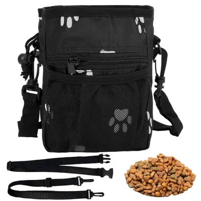 Immagine prodotto di Borsa per cibo per cani – Borsa per l'addestramento dei cani con grande capacità, impermeabile, con cintura regolabile, inclusa una dispenser per sacchetti igienici