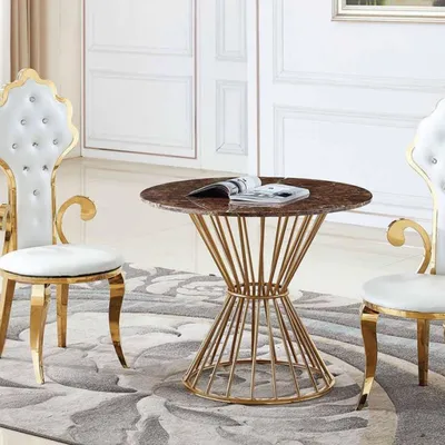 Immagine prodotto di Tavolo Da Pranzo Per Soggiorno Design Rotondo Dorato JVmoebel