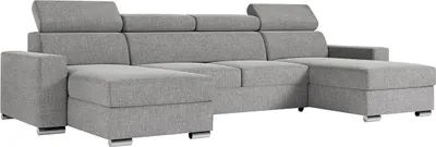 Produktbild von MKS MEBLE Ecksofa mit Schlaffunktion und Bettkasten, Wohnlandschaft U-form, Sofa mit Schlaffunktion - FOX-U - Hellgrau