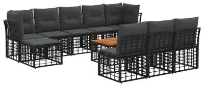 Produktbild von vidaXL Outdoor-Sofagarnitur 11 pcs Schwarz und Dunkelgrau Polyester