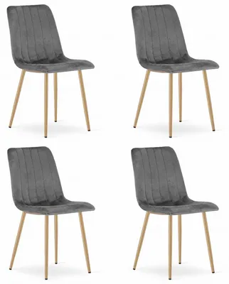 Immagine prodotto di Set di 4 Sedie Lava in Velluto Grigio Scuro con Gambe Effetto Legno
