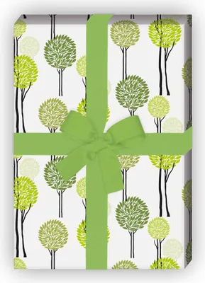 Produktbild von Schönes Geschenkpapier mit kleinem Laub Wald in weiß - G6321, 32 x 48cm
