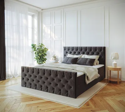 Produktbild von Emoebel24 Boxspringbett 200x200cm mit 2 Bonell-Matratzen H3, 2 Bettkasten,Komplett Bett, Polsterbett mit Topper, Bett Schwarz VENUS