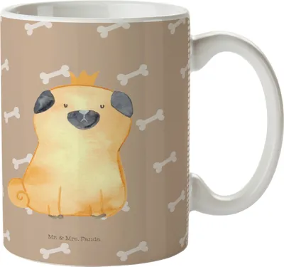 Produktbild von Mr. & Mrs. Panda Plastikbecher Mops Krone - Hundeglück - Geschenk, Kunststoffbecher, Camping Tasse, König, Kindertasse, Pott, Kinderbecher, Hund, Königlich, Sprüche
