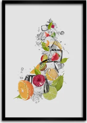 Produktbild von Bild - Bilderrahmen - 50 cm x 70 cm - MDF - Rahmen - Wandkunst Frucht und Eis