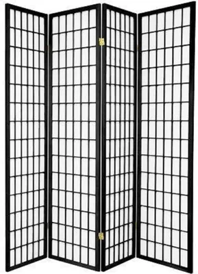 Productafbeelding van Japanse Kamerscherm - Shoji Scherm - Ruimte Verdelen - Handgemaakt Rijstpapier - B180xH180cm - Zwart