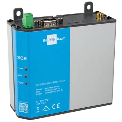 Immagine prodotto di Insys icom SCR-L200 - Router LTE - BGP,OSPF,RIP,RIP-2,RIPng - 10,100 Mbit/s - 700,800,900,1800,2100 MHz - MiniSIM - 105 mm - 42 mm (10020728)