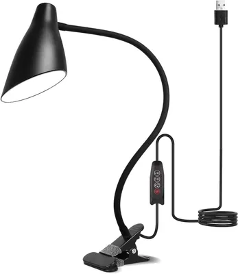 Immagine prodotto di Lampada da scrivania a clip – Lampada da lettura – Ideale per studiare – 3 colori, 10 livelli di luminosità – Braccio da 40 cm – Colore: bianco