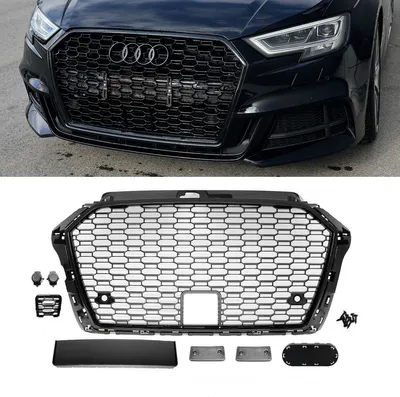 Produktbild von Kühlergrill Wabengrill PDC Schwarz Glanz passt für Audi A3 8V Facelift nicht RS3 ab 2016