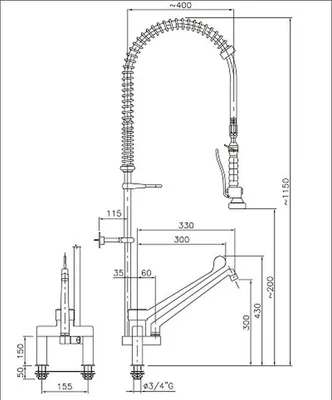 Image de Douche de prérinçage avecau coude