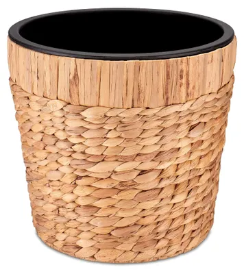 Produktbild von 2er Set Blumentopf rund geflochten aus Seegras mit Kunststoffeinsatz zum bepflanzen - Pflanztopf - 2 x 34cm