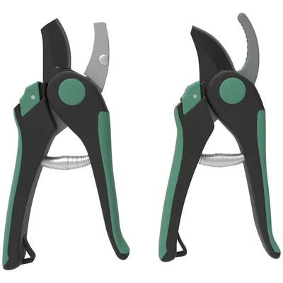 Produktbild von Zweiteiliges Gartenscheren-Set – Gartenwerkzeug-Set – Gartenwerkzeuge aus Metall – mit Sicherheitsverriegelung – grün und schwarz