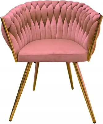 Produktbild von Family Meble Esszimmerstuhl Tilo Freistehend Küchenstuhl mit Armlehne Metallbeine Wohnzimmerstuhl mit Rückenlehne aus Samt (Rosa/Gold)