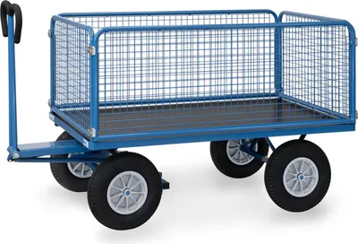 Produktbild von Fetra Handpritschenwagen mit Drahtgitterwänden und Polyurethanbereifung, 1535x895mm Ladefläche 750kg Tragkraft