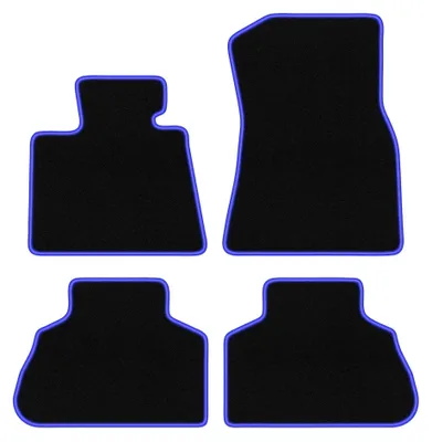 Image de Tapis de sol en moquette pour BMW X5 G05 2018- (SUV) – jeu 4 pièces, noir/bleu, sur mesure – Wielganizator CARLUX