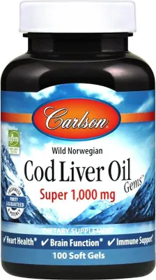 Produktbild von Carlson Labs Wildes Norwegisches Kabeljau-Leberöl 1000 mg 100 Kapseln