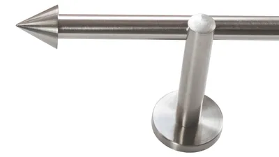 Produktbild von Gardinenstange Set Edelstahl Look Metall Ø 16mm zur Wandbefestigung 1-lauf Modern Spitze , Länge wählbar H12E29