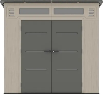 Produktbild von Gartenhaus aus HDPE-Kunststoff, Pultdach, Beige und Grau, 6,5 m² mit Boden - Wandstärke 22 mm - ANTEVA