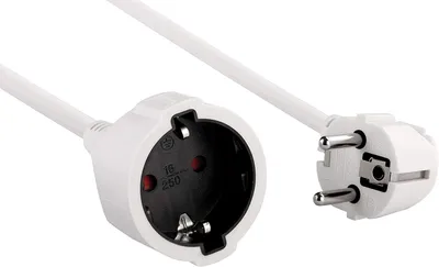 Zdjęcie produktu dla Electraline 01638, przewód zestykowy bezpieczeństwa, 3 metry, biały, kabel plastikowy, klasa IP20, do użytku wewnętrznego, przedłużacz