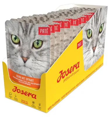 Produktbild von JOSERA Paté Huhn mit Spinat (16 x 85 g) | Katzenfutter nass - Pastete