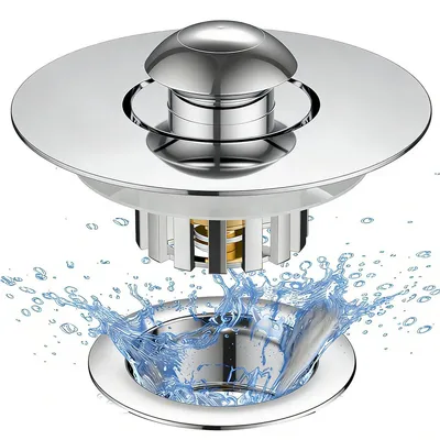 Produktbild von 3-in-1 Abflussstopfen Badewanne, Badewannenablaufstopper, Badewannenstöpsel, für Abflüsse 1,42"–1,97"