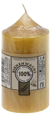 Produktbild von 100% Bienenwachs Stumpenkerze "Struktur" Honig 90 x Ø 45 mm