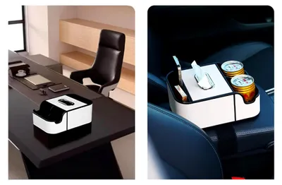 Produktbild von Auto-Konsolen-Organizer, Aufbewahrungsbox für Armlehnen, Organizer für den Vordersitz mit 2 Getränkehaltern