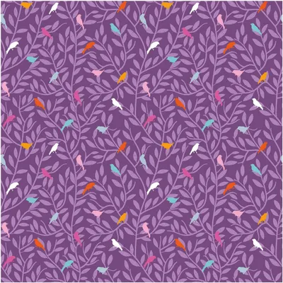Baumwoll-Stoff bunte Vögel ab 1m x 145 cm Popeline Fahnentuch violett