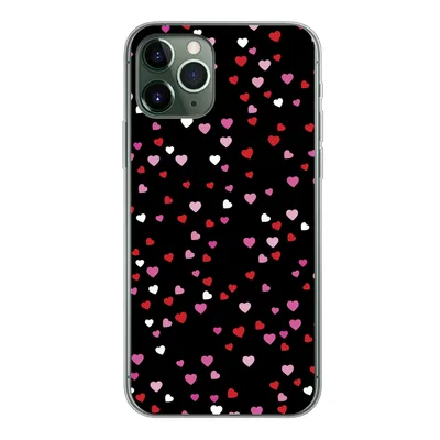 Produktbild von MuchoWow® Handyhülle Schutzhülle Hülle für iPhone 11 Pro Eine Illustration mit Herzen auf einem schwarzen Hintergrund Silikon Softcase Handy Hülle - Handy